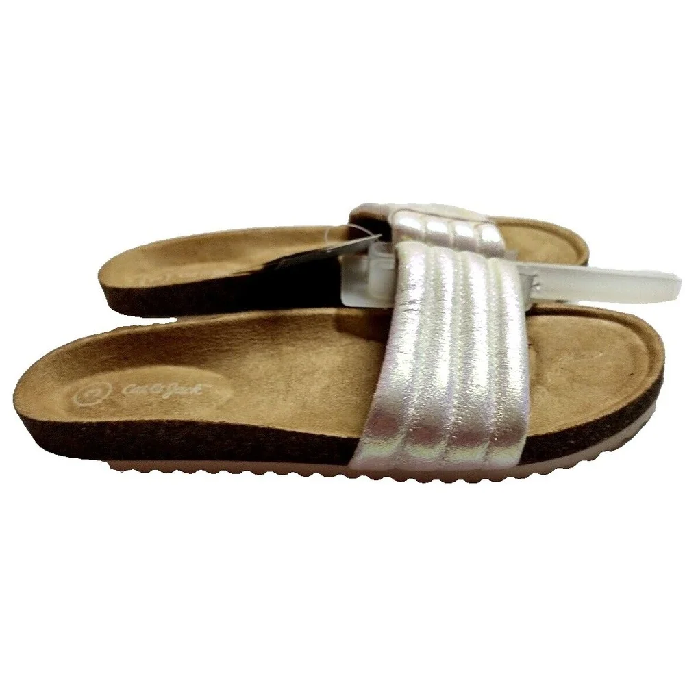 Cat Jack Kids Girls Slides Sandals Iridescent Rainbow White Size 3‎